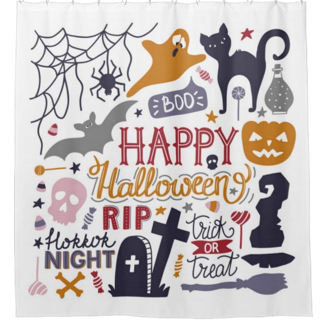 Rideaux De Douche Joyeux Halloween Amusant et Effrayant (Devant)