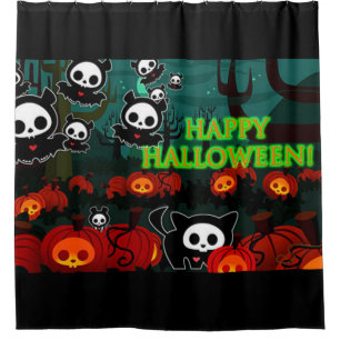 Rideaux De Douche Joyeux Halloween Chats Et Chats Noirs