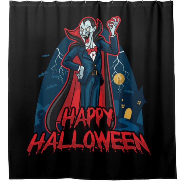 Rideaux De Douche Joyeux Halloween Dracula (Devant)