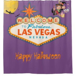 Rideaux De Douche Joyeux Halloween Las Vegas Flying Witch