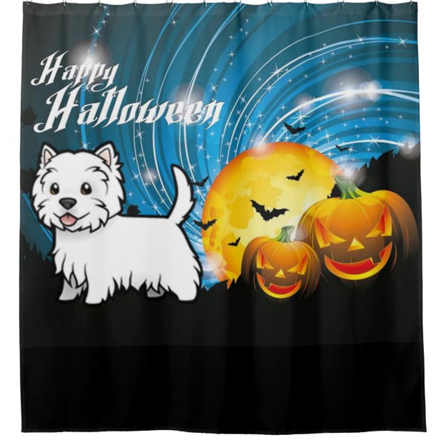 Rideaux De Douche Joyeux Halloween West Highland Terrier (Devant)