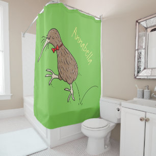 Rideaux De Douche Joyeux kiwi de saut avec dessin de cravate arc