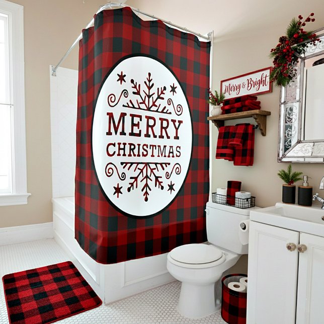 Rideaux De Douche Joyeux Noël à carreaux (Créateur téléchargé)