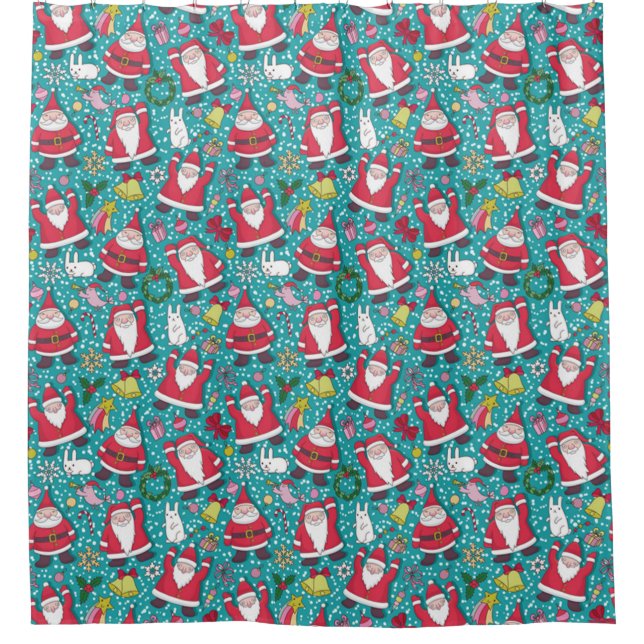 Rideaux De Douche Joyeux Noël Dancing Père Noël (Devant)