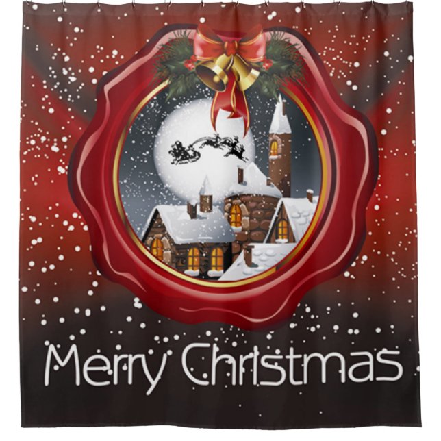 Rideaux De Douche Joyeux Noël Jours d'or (Devant)
