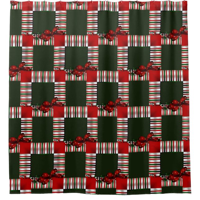 Rideaux De Douche Joyeux Noël Patchwork (Devant)