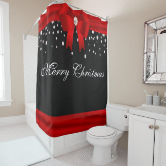 Rideaux De Douche Joyeux Noël rouge et noir
