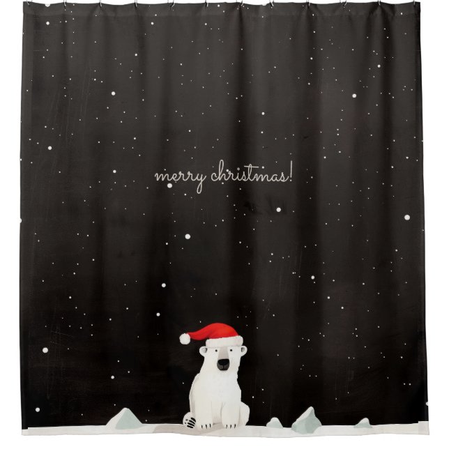 Rideaux De Douche Joyeux Ours Polaire De Noël ! (Devant)