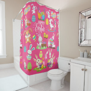 Rideaux De Douche Joyeux Pâques, Amusants Souhaits De Lapin Et Color