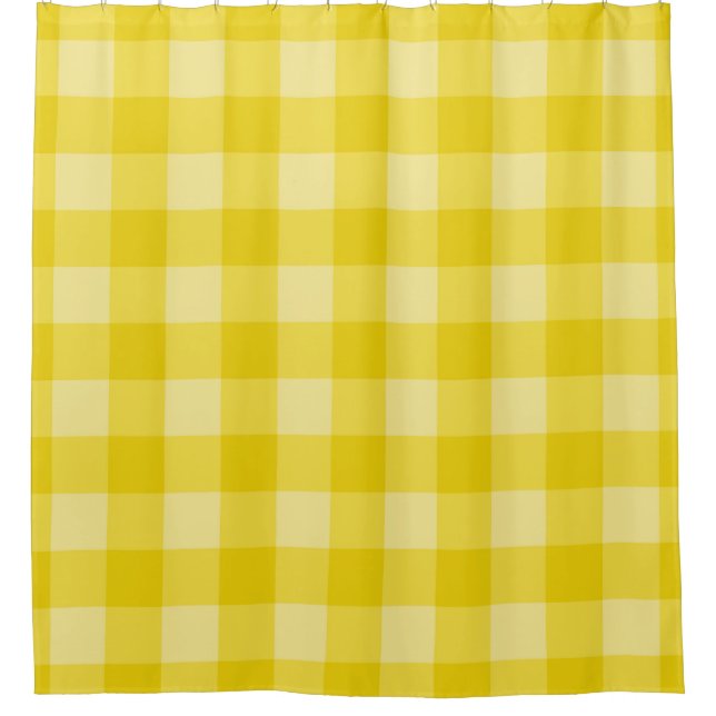 Rideaux De Douche Joyeux Sunshine Jaune À damiers Carrés Plaid (Devant)