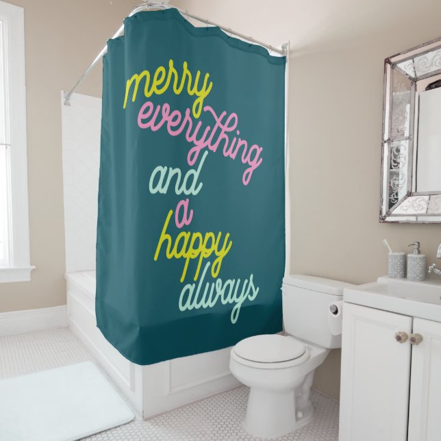 Rideaux De Douche Joyeux Tout Happy Toujours Mint Turquoise Vacances (En situation)