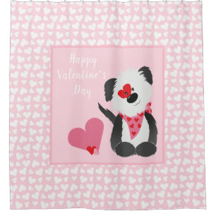 Rideaux De Douche Joyeux Valentines Jour Coeurs de chiot rose