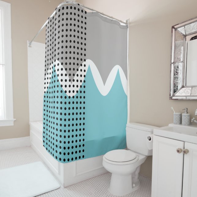 Rideaux De Douche Jumelles Abstraites (En situation)