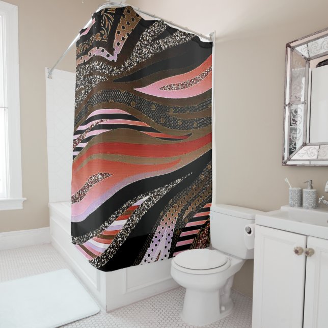 Rideaux De Douche Jungle rose (En situation)
