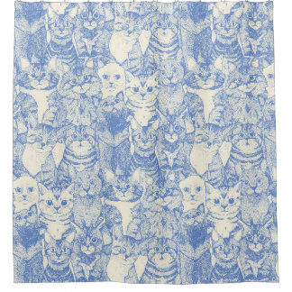 Rideaux De Douche juste chatons bleu