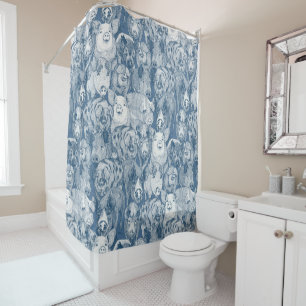 Rideaux De Douche juste des cochons cobalt denim
