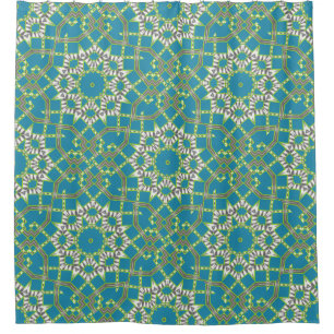 Rideaux De Douche Kaléidoscope blanc vert Cercles géométriques