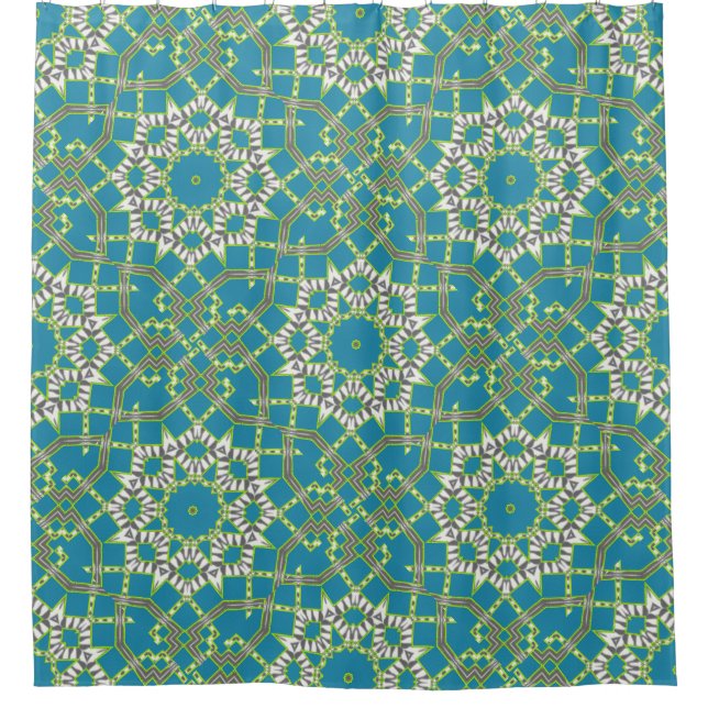 Rideaux De Douche Kaléidoscope blanc vert Cercles géométriques (Devant)