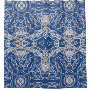 Rideaux De Douche Kaleidoscope Bleu clair, Blanc, Étoile simple