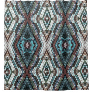 Rideaux De Douche Kaleidoscope Brown Et Bleu