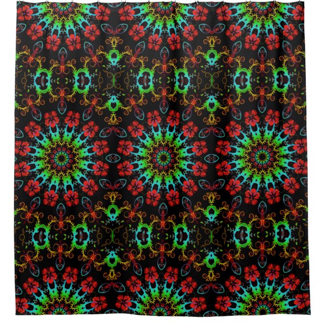 Rideaux De Douche Kaleidoscope Fleur Hibiscus II + votre idée (Devant)