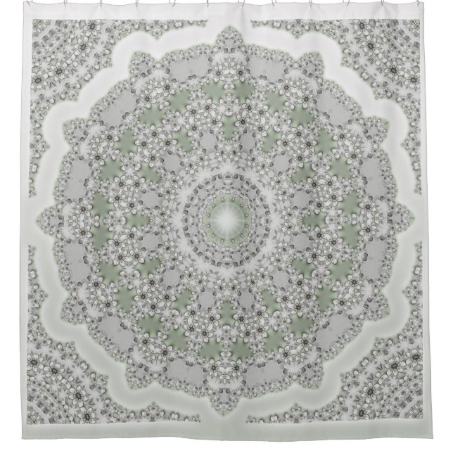 Rideaux De Douche Kaleidoscope Fractal Mandala - vert gris (Devant)