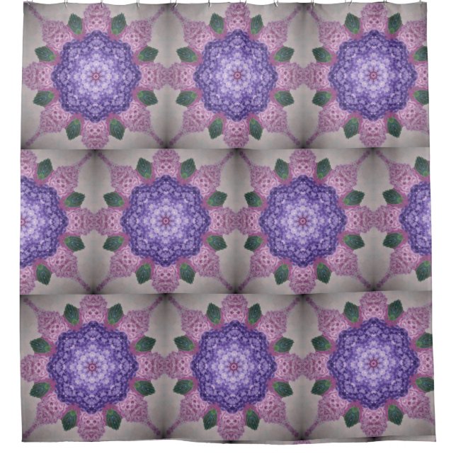 Rideaux De Douche Kaleidoscope Rose Et Violet Hydrangea (Devant)