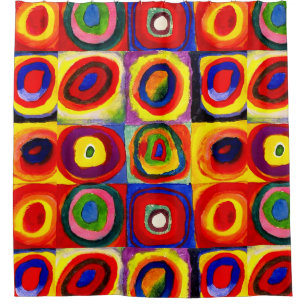Rideaux De Douche Kandinsky Farbstudie Cercles Carré Quadrate Art
