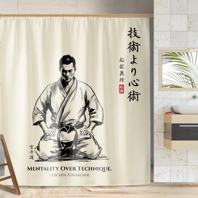 Rideaux De Douche Karate 5e Précepte - Mentalité avant la Technique (Créateur téléchargé)