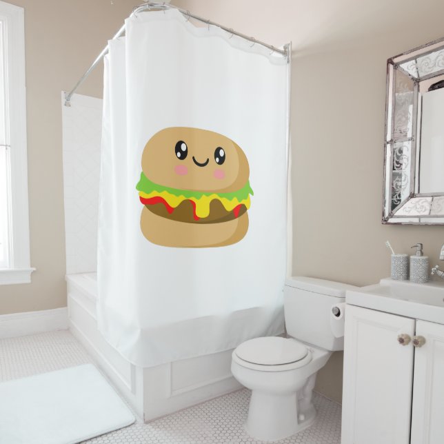 Rideaux De Douche Kawaii Burger (En situation)