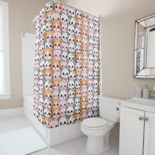 Rideaux De Douche Kawaii Chat félin Kitten visage animal de compagni