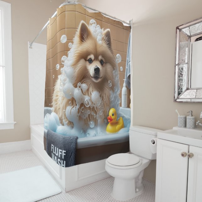 Rideaux De Douche Keeshond Dégoulinant Endormi Mignon Drôle (En situation)