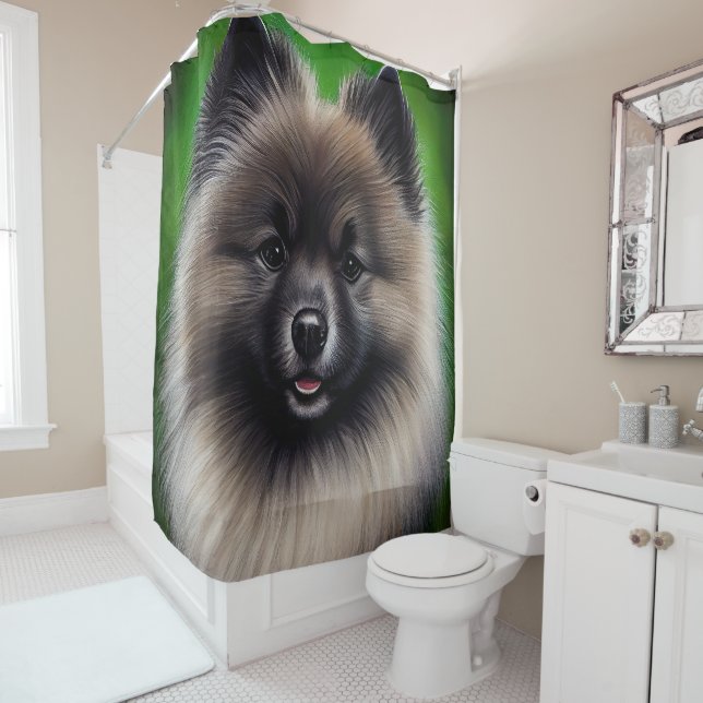 Rideaux De Douche Keeshond Dog en tenue de jour St. Patrick (En situation)