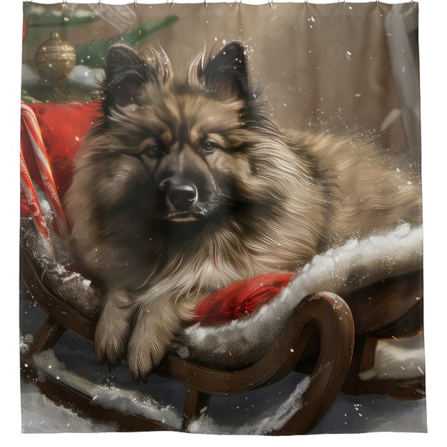 Rideaux De Douche keeshond Festive de Noël de chien (Devant)