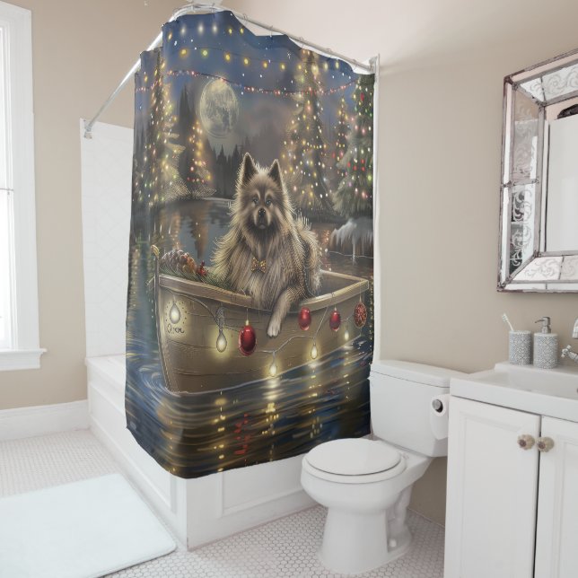 Rideaux De Douche Keeshond Noël Festive Voyage (En situation)