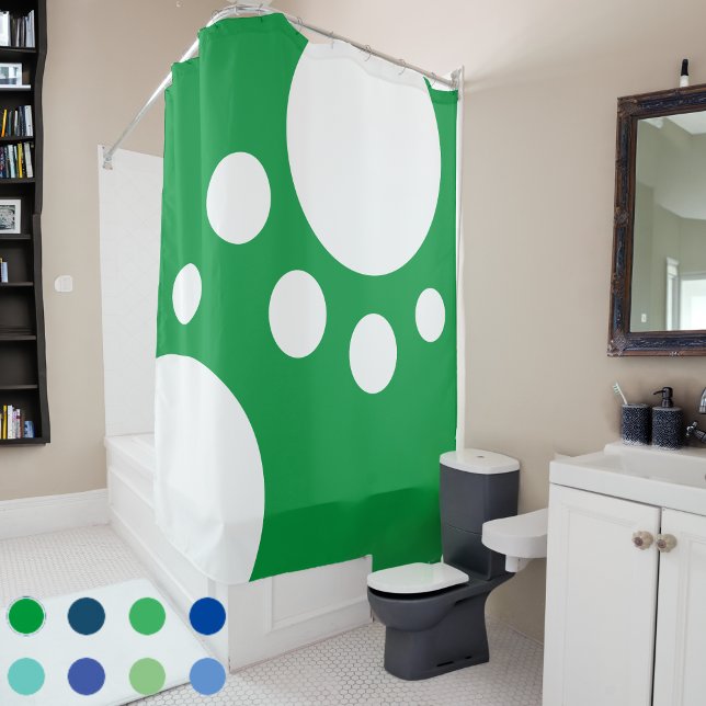 Rideaux De Douche Kelly Green :  Points modernes en blanc (Créateur téléchargé)