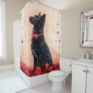 Rideaux De Douche Kelpie australien avec des roses - Saint-Valentin