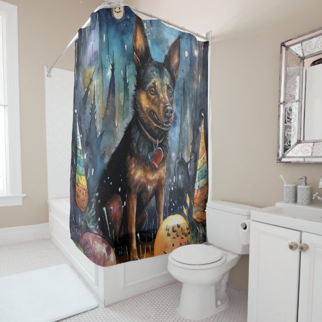 Rideaux De Douche Kelpie australienne d'Halloween avec la peur Citro (En situation)
