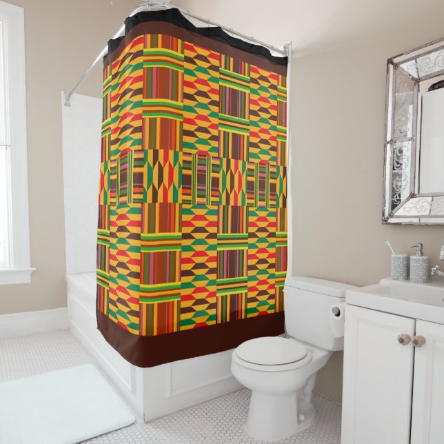 Rideaux De Douche Kente coloré (En situation)