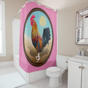 Rideaux De Douche Key West - Rooster tzigane Vintage ovale