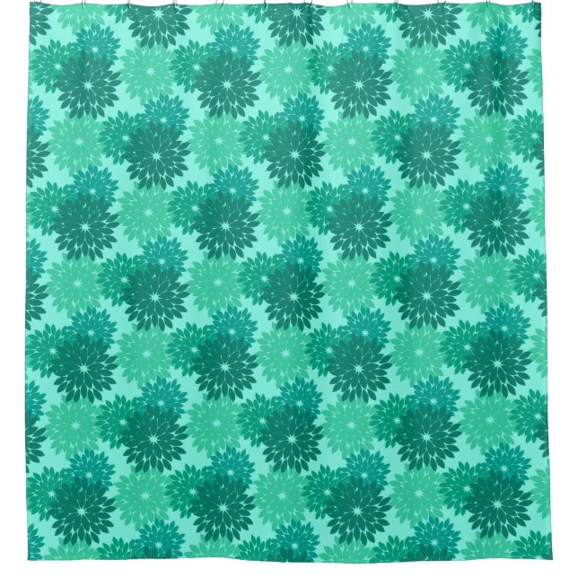 Rideaux De Douche Kimono Floral moderne Imprimer, Turquoise, Turquoi