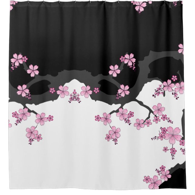 Rideaux De Douche Kimono japonais Sakura noir et blanc (Devant)