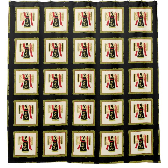 Rideaux De Douche Kimono japonais traditionnel avec imprimé floral (Devant)