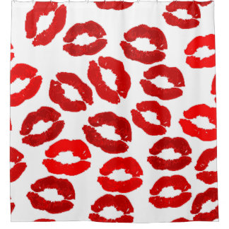 Rideaux De Douche kisses lips lipstick print valentines day pattern