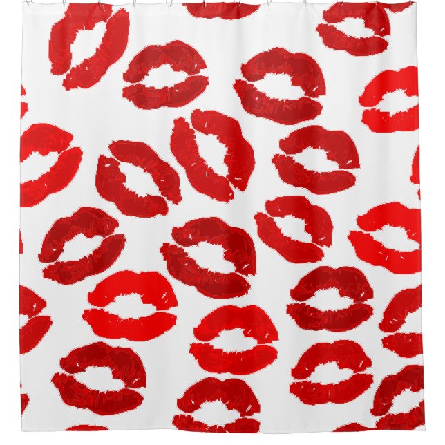 Rideaux De Douche kisses lips lipstick print valentines day pattern (Devant)