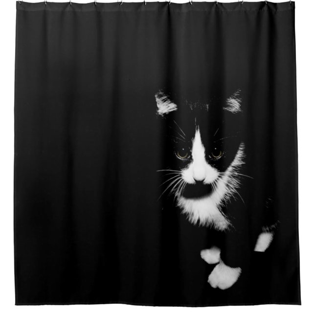 Rideaux De Douche Kitten noir et blanc (Devant)