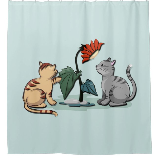 Rideaux De Douche Kittens Été délicieux jeu de fleurs (Devant)