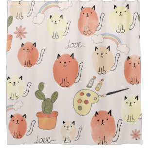 Rideaux De Douche Kitty Kitten Chats : Motif animal mignon
