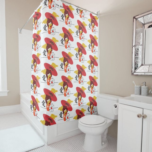 Rideaux De Douche KOKESHI AMOUR Chow Saint-Valentin  (Créateur téléchargé)
