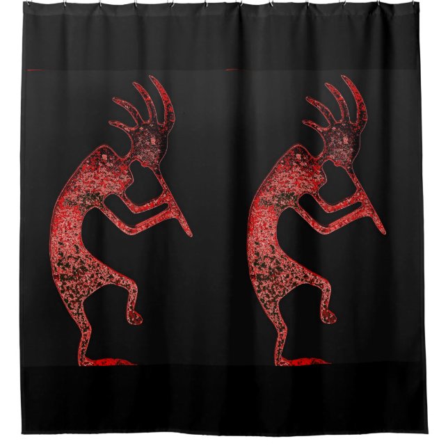 Rideaux De Douche kokopelli rouge sur noir (Devant)